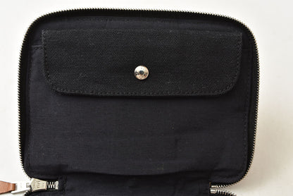 エルメス 財布 HERMES ミニ財布/2折り財布 フールトゥパースPM キャンバス ブラック/グレー【中古】