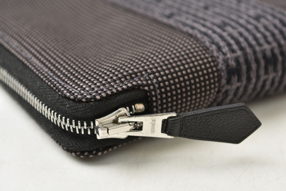 エルメス 財布 HERMES ミニ財布/2折り財布 エールライン パースPM コインケース キャンバス グレー【中古】