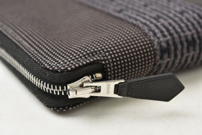 エルメス 財布 HERMES ミニ財布/2折り財布 エールライン パースPM コインケース キャンバス グレー【中古】