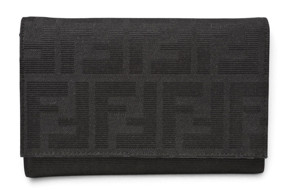 フェンディ 財布/二つ折 FENDI 折財布 8M0029 ZUCCA/ズッカ柄 ブラック【中古】