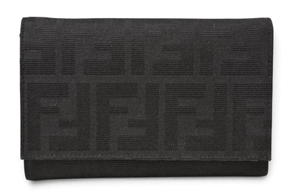 フェンディ 財布/二つ折 FENDI 折財布 8M0029 ZUCCA/ズッカ柄 ブラック【中古】