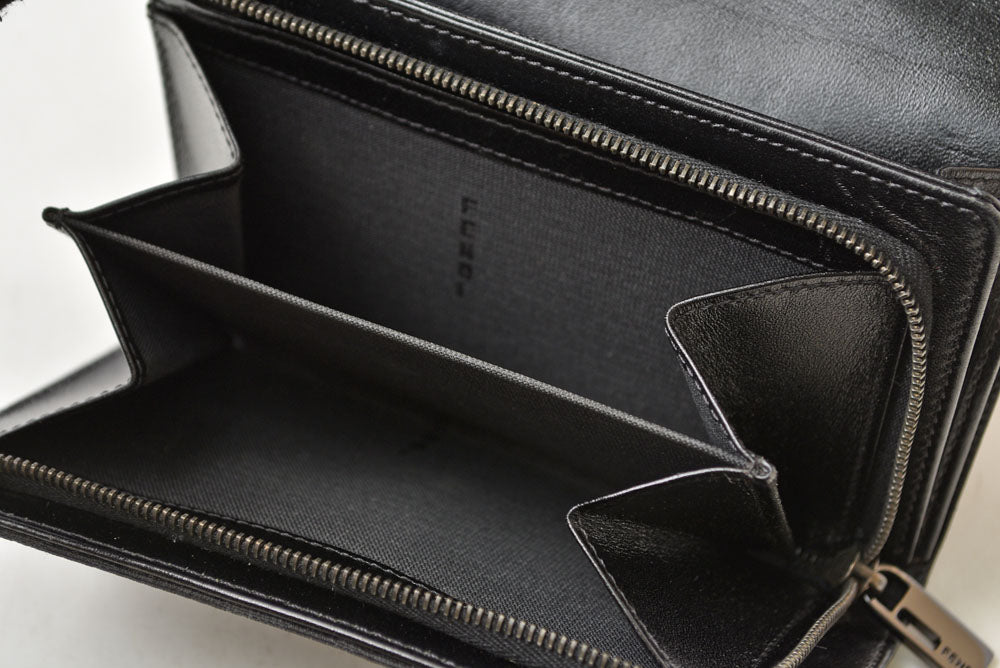 フェンディ 財布/二つ折 FENDI 折財布 8M0029 ZUCCA/ズッカ柄 ブラック【中古】