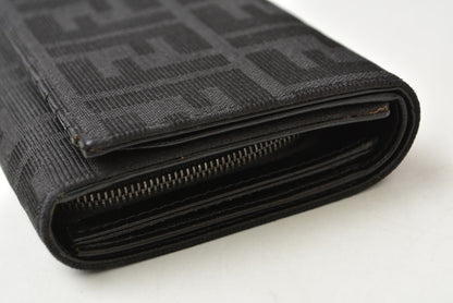 フェンディ 財布/二つ折 FENDI 折財布 8M0029 ZUCCA/ズッカ柄 ブラック【中古】
