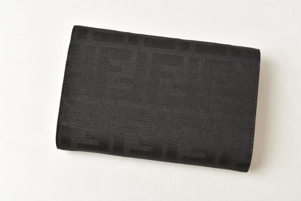フェンディ 財布/二つ折 FENDI 折財布 8M0029 ZUCCA/ズッカ柄 ブラック【中古】
