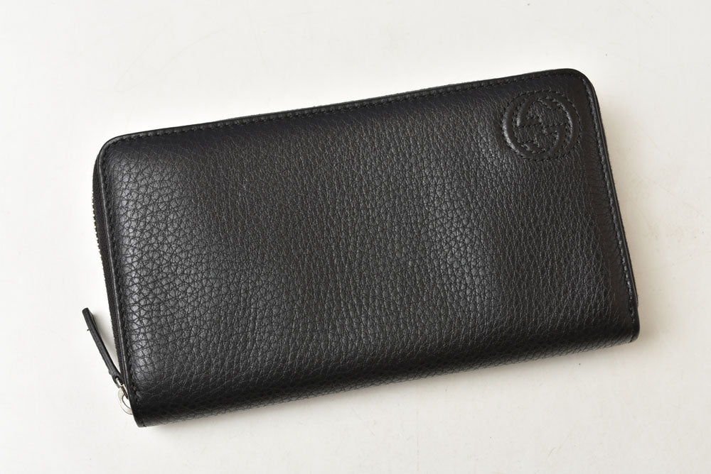 グッチ 長財布 GUCCI ソーホー ラウンドファスナー 328318 レザー ブラック/シルバー金具 レディース/メンズ【中古】