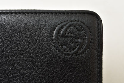 グッチ 長財布 GUCCI ソーホー ラウンドファスナー 328318 レザー ブラック/シルバー金具 レディース/メンズ【中古】