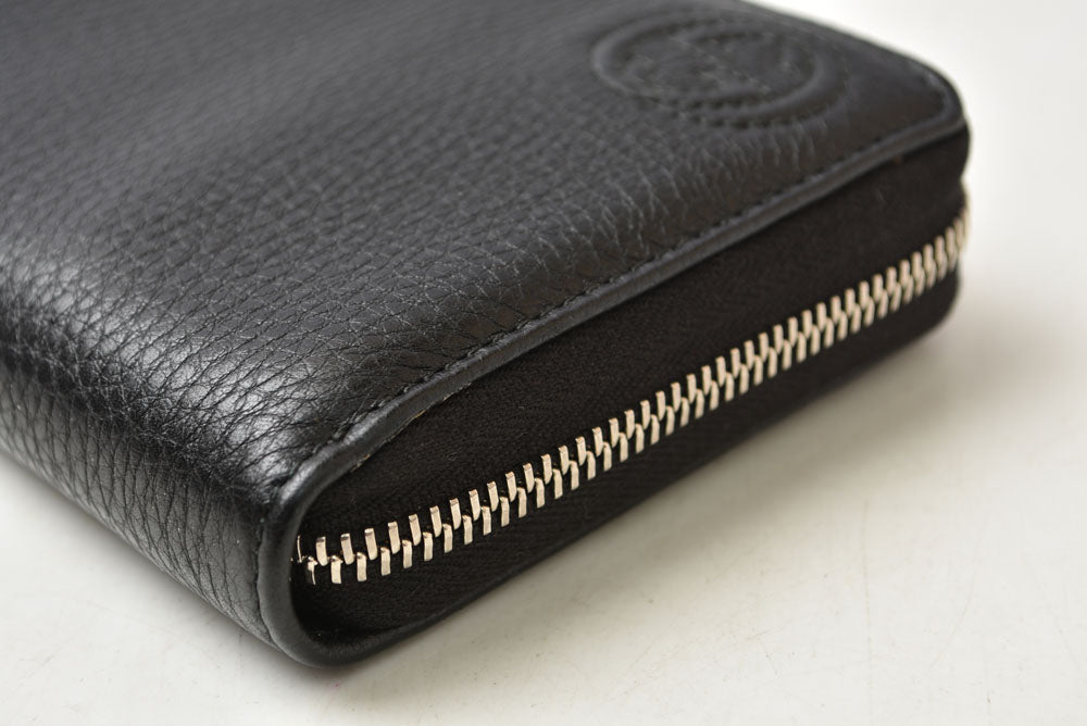 グッチ 長財布 GUCCI ソーホー ラウンドファスナー 328318 レザー ブラック/シルバー金具 レディース/メンズ【中古】