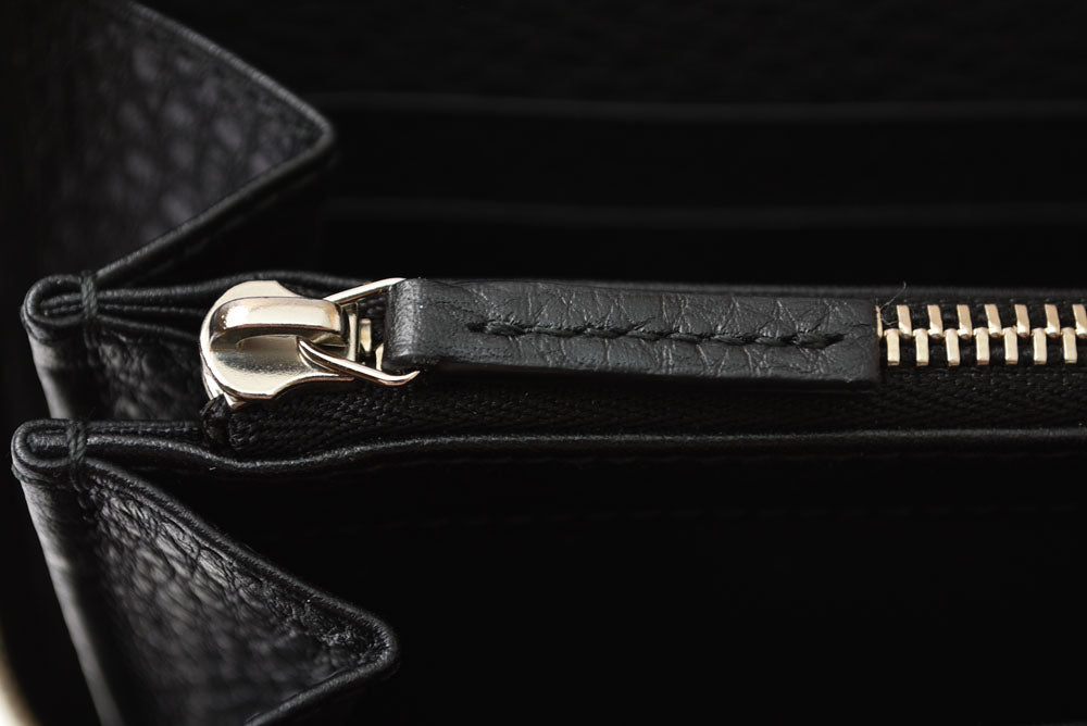 グッチ 長財布 GUCCI ソーホー ラウンドファスナー 328318 レザー ブラック/シルバー金具 レディース/メンズ【中古】