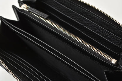 グッチ 長財布 GUCCI ソーホー ラウンドファスナー 328318 レザー ブラック/シルバー金具 レディース/メンズ【中古】