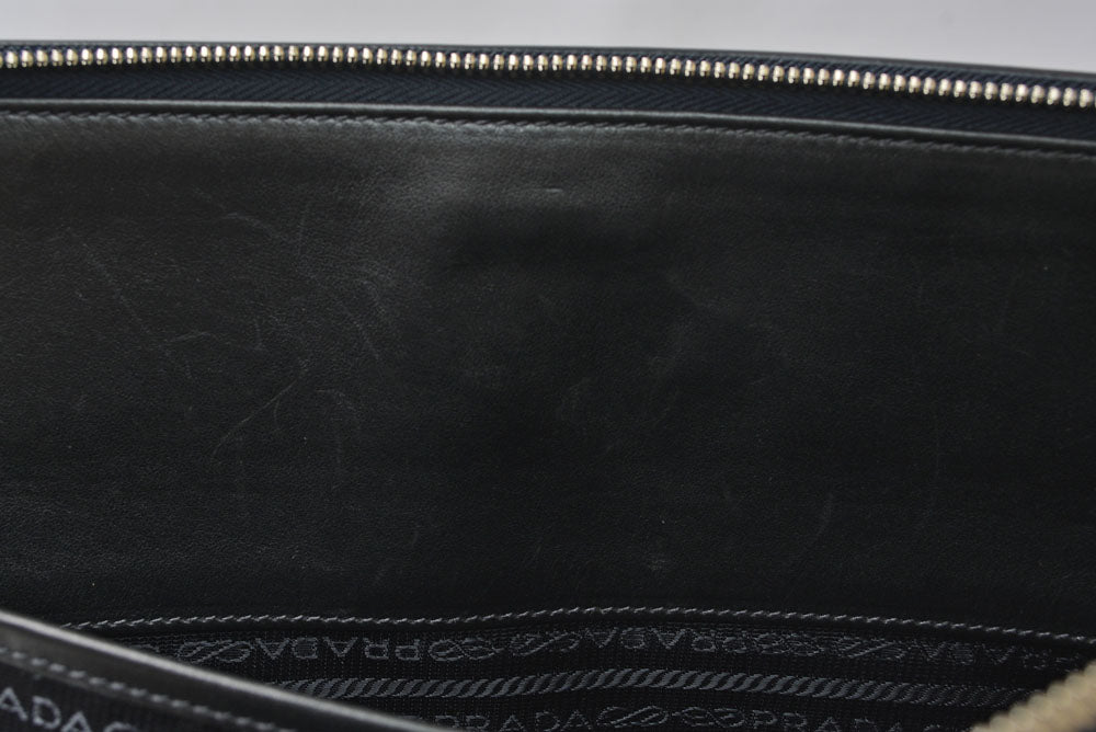 プラダ クラッチバッグ/セカンドバッグ PRADA サフィアーノ レザー AV5841 ネイビー メンズ 【中古】