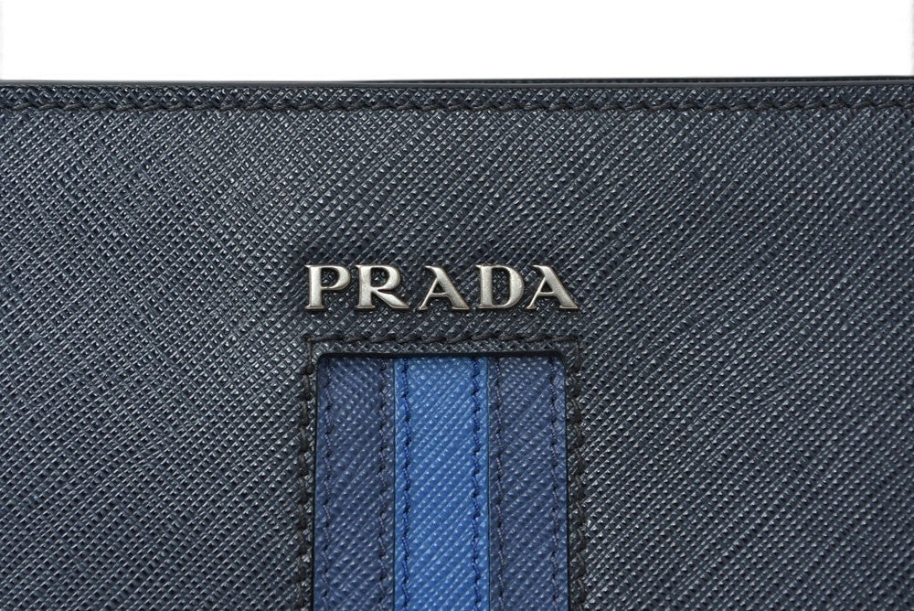プラダ クラッチバッグ/セカンドバッグ PRADA サフィアーノ レザー AV5841 ネイビー メンズ 【中古】