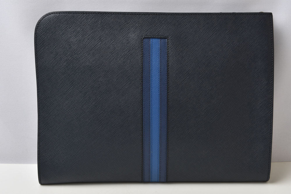プラダ クラッチバッグ/セカンドバッグ PRADA サフィアーノ レザー AV5841 ネイビー メンズ 【中古】