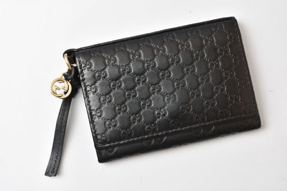 グッチ カードケース/コインケース GUCCI ミニ財布 マイクログッチシマ 323401 レザー ブラック【中古】