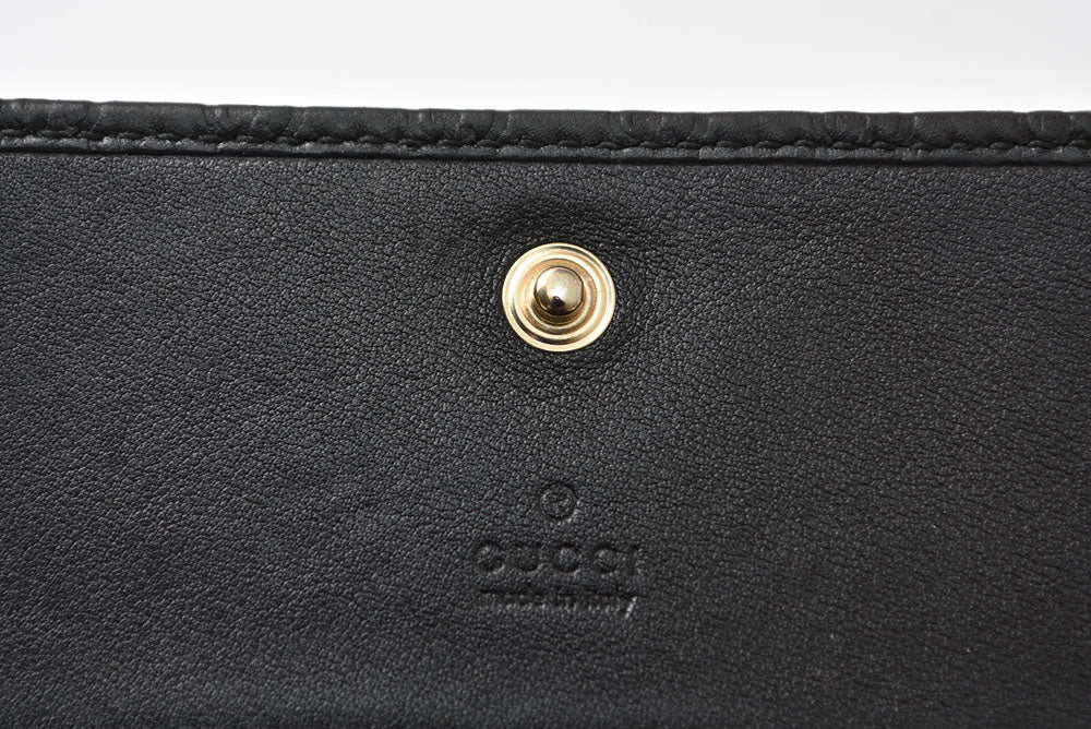 グッチ カードケース/コインケース GUCCI ミニ財布 マイクログッチシマ 323401 レザー ブラック【中古】