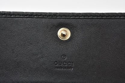 グッチ カードケース/コインケース GUCCI ミニ財布 マイクログッチシマ 323401 レザー ブラック【中古】