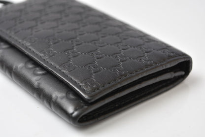 グッチ カードケース/コインケース GUCCI ミニ財布 マイクログッチシマ 323401 レザー ブラック【中古】
