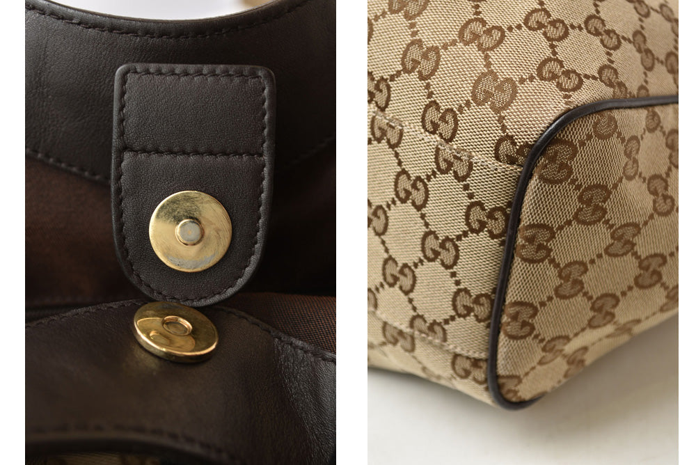 グッチ トートバッグ/ショッピングバッグ GUCCI 388919 GGキャンバス ベージュ ブラウン レディース A4収納可能【中古】