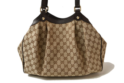 グッチ トートバッグ/ショッピングバッグ GUCCI 388919 GGキャンバス ベージュ ブラウン レディース A4収納可能【中古】