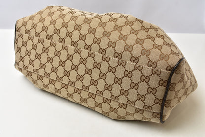グッチ トートバッグ/ショッピングバッグ GUCCI 388919 GGキャンバス ベージュ ブラウン レディース A4収納可能【中古】