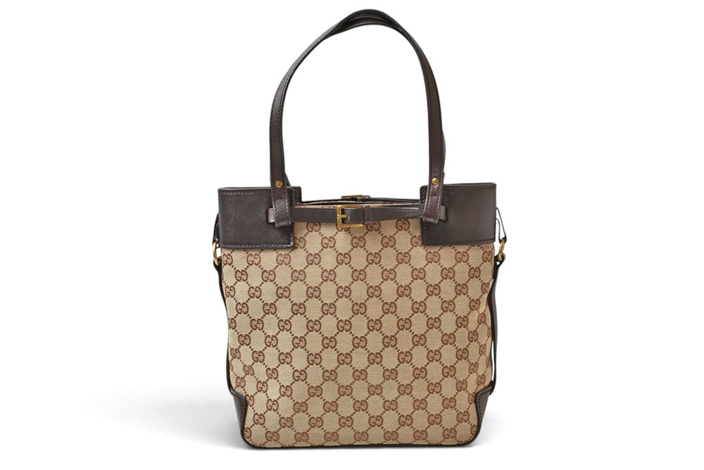 グッチ ハンドバッグ/セミショルダーバッグ GUCCI バッグ 107757 GGキャンバス ブラウン/ベージュ レディース【中古】