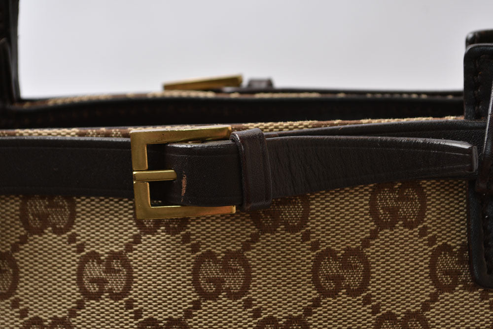 グッチ ハンドバッグ/セミショルダーバッグ GUCCI バッグ 107757 GGキャンバス ブラウン/ベージュ レディース【中古】