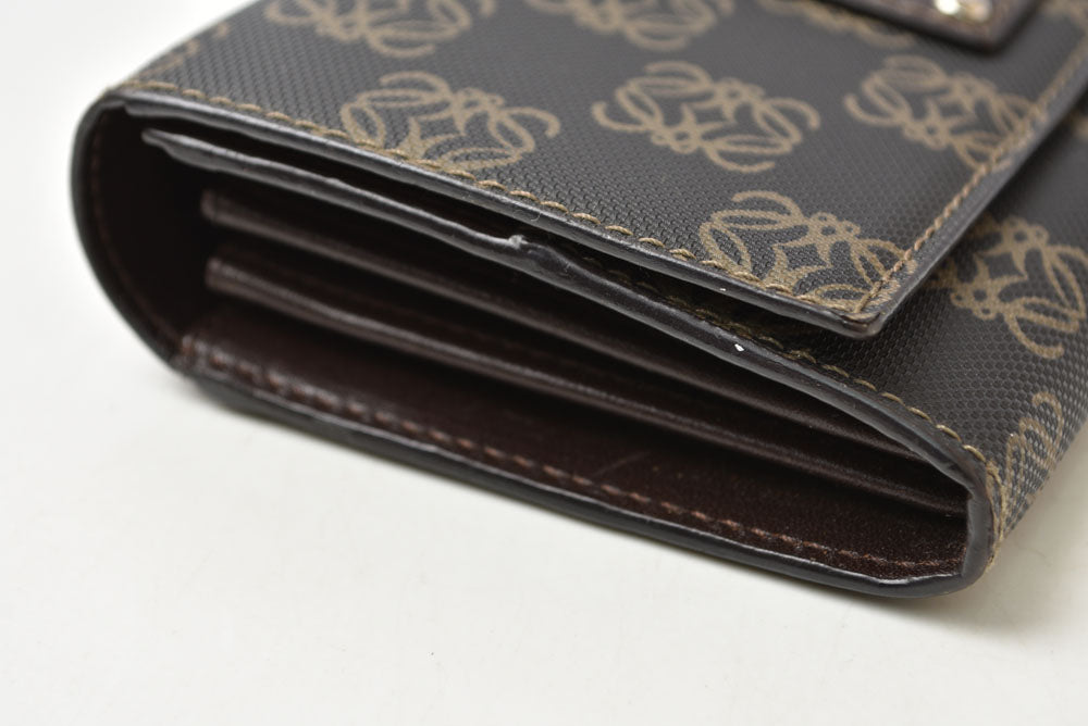 ロエベ 財布 LOEWE アナグラム 2つ折り/長財布 PVC/レザー ブラウン レディース メンズ【中古】