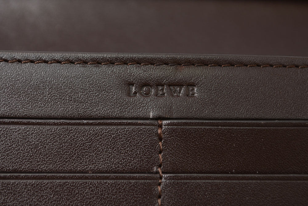ロエベ 財布 LOEWE アナグラム 2つ折り/長財布 PVC/レザー ブラウン レディース メンズ【中古】