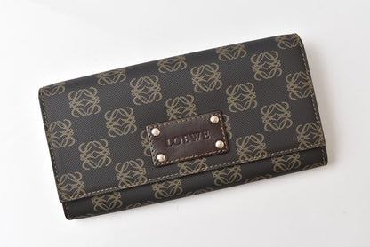 ロエベ 財布 LOEWE アナグラム 2つ折り/長財布 PVC/レザー ブラウン レディース メンズ【中古】