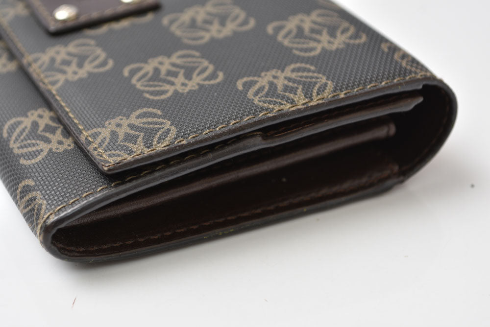 ロエベ 財布 LOEWE アナグラム 2つ折り/長財布 PVC/レザー ブラウン レディース メンズ【中古】