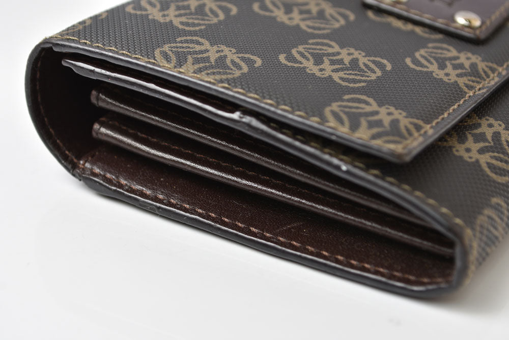 ロエベ 財布 LOEWE アナグラム 2つ折り/長財布 PVC/レザー ブラウン レディース メンズ【中古】