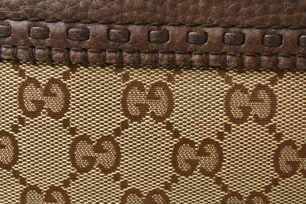 グッチ トートバッグ GUCCI バンブー 353125 GGキャンバス レザー ブラウン/ベージュ レディース A4収納可能【中古】