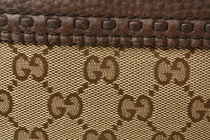 グッチ トートバッグ GUCCI バンブー 353125 GGキャンバス レザー ブラウン/ベージュ レディース A4収納可能【中古】