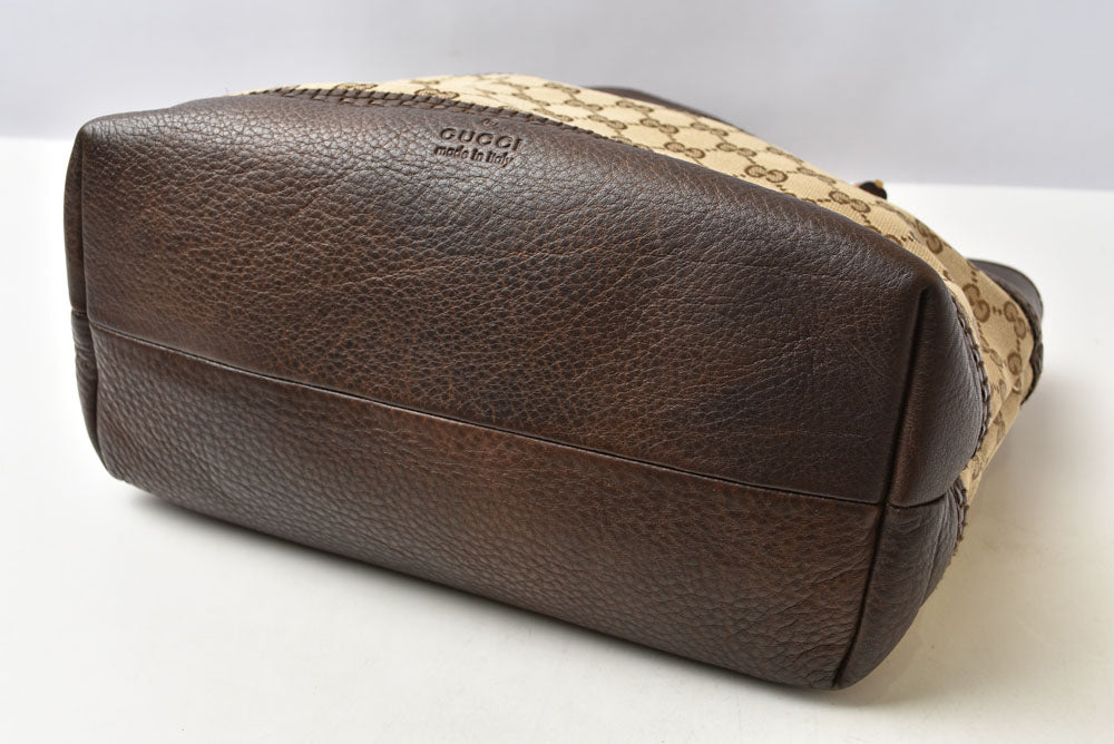 グッチ トートバッグ GUCCI バンブー 353125 GGキャンバス レザー ブラウン/ベージュ レディース A4収納可能【中古】