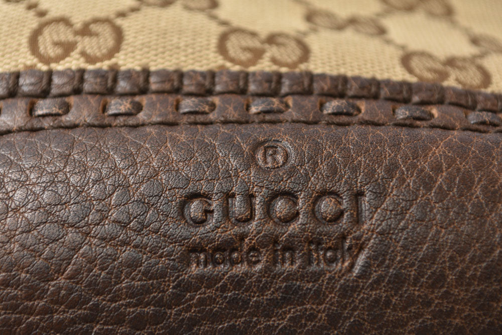 グッチ トートバッグ GUCCI バンブー 353125 GGキャンバス レザー ブラウン/ベージュ レディース A4収納可能【中古】