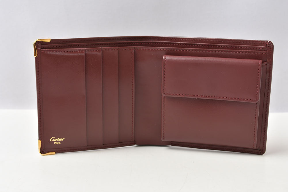 カルティエ 折財布/二つ折り財布 ヴィンテージ Cartier メンズ財布 マスト ドゥ カルティエ ボルドー L3000451【中古】