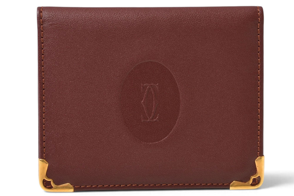 カルティエ カードケース/ハンドミラー ノベルティ Cartier ヴィンテージ マスト ドゥ カルティエ ボルドー 未使用【中古】