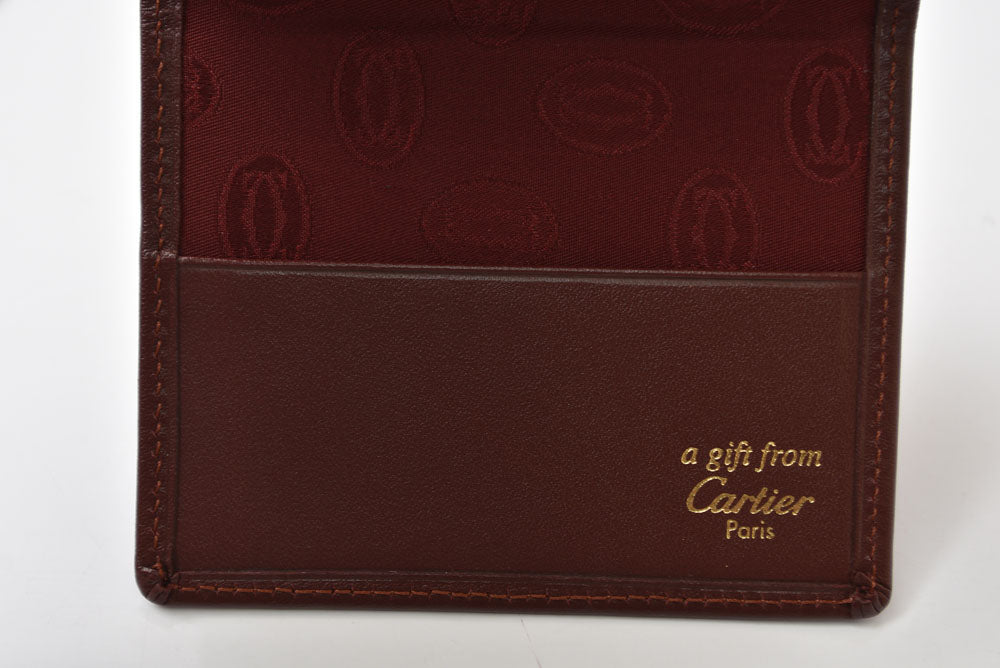 カルティエ カードケース/ハンドミラー ノベルティ Cartier ヴィンテージ マスト ドゥ カルティエ ボルドー 未使用【中古】