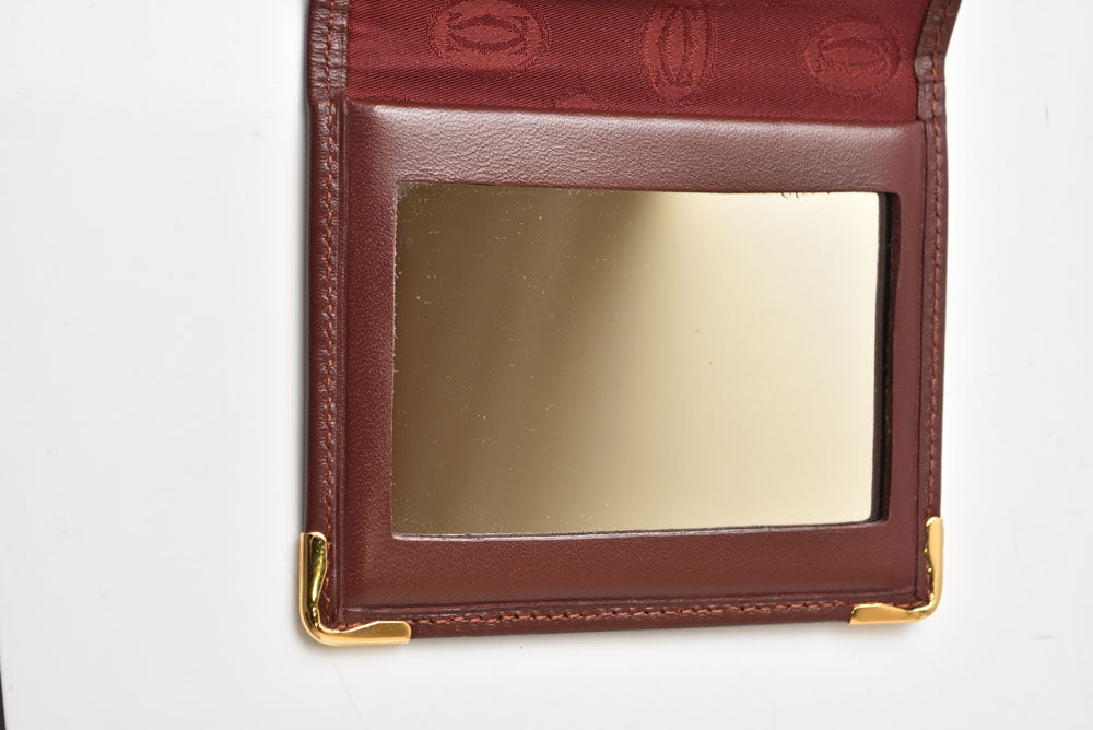 カルティエ カードケース/ハンドミラー ノベルティ Cartier ヴィンテージ マスト ドゥ カルティエ ボルドー 未使用【中古】