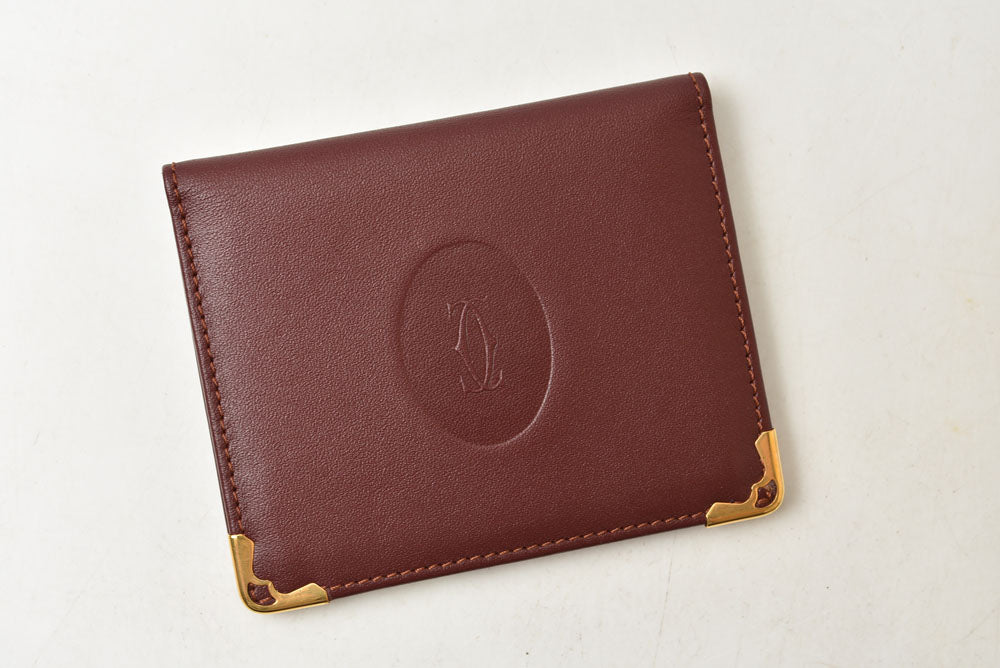 カルティエ カードケース/ハンドミラー ノベルティ Cartier ヴィンテージ マスト ドゥ カルティエ ボルドー【中古】