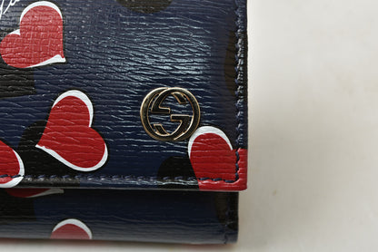グッチ キーケース GUCCI ダブルG ハートビート 309706 6連キーケース レザー ネイビー レディース【中古】