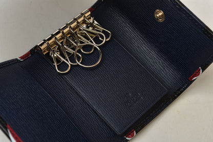 グッチ キーケース GUCCI ダブルG ハートビート 309706 6連キーケース レザー ネイビー レディース【中古】