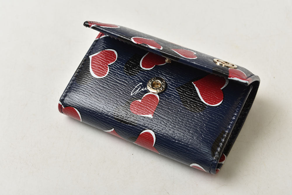 グッチ キーケース GUCCI ダブルG ハートビート 309706 6連キーケース レザー ネイビー レディース【中古】
