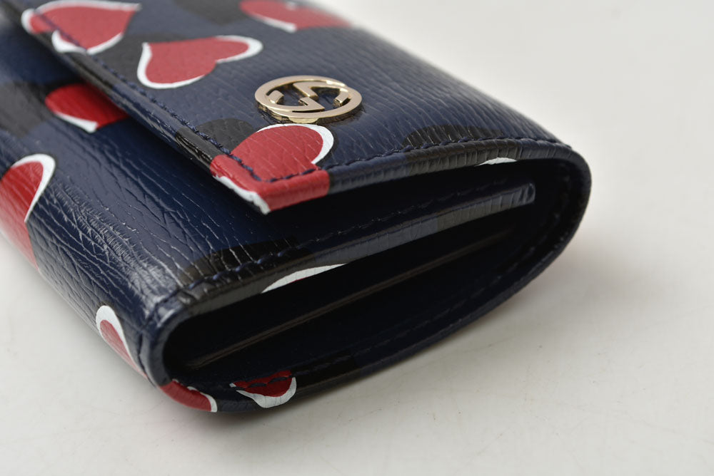 グッチ キーケース GUCCI ダブルG ハートビート 309706 6連キーケース レザー ネイビー レディース【中古】