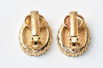 クリスチャンディオール イヤリング Christian Dior ヴィンテージ サークルモチーフ/ラインストーン ブラック/ゴールド【中古】