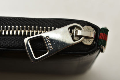グッチ 財布 GUCCI 二つ折り財布 ジップアラウンド 336382 ブラック レザー/シェリーライン 札入れ メンズ【中古】