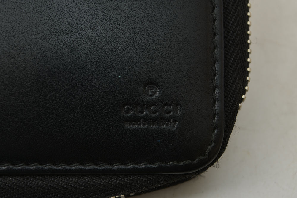 グッチ 財布 GUCCI 二つ折り財布 ジップアラウンド 336382 ブラック レザー/シェリーライン 札入れ メンズ【中古】