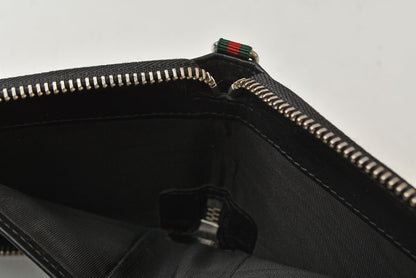 グッチ 財布 GUCCI 二つ折り財布 ジップアラウンド 336382 ブラック レザー/シェリーライン 札入れ メンズ【中古】