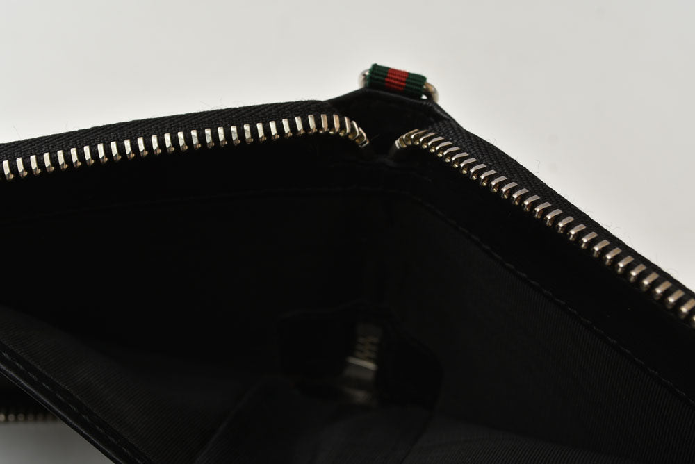グッチ 財布 GUCCI 二つ折り財布 ジップアラウンド 336382 ブラック レザー/シェリーライン 札入れ メンズ【中古】