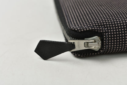 エルメス 財布 HERMES エールライン パースGM ラウンドファスナー 長財布 パスポートケース キャンバス グレー メンズ レディース【中古】
