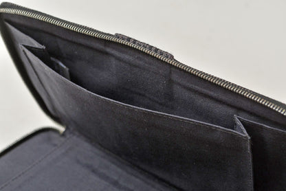 エルメス 財布 HERMES エールライン パースGM ラウンドファスナー 長財布 パスポートケース キャンバス グレー メンズ レディース【中古】